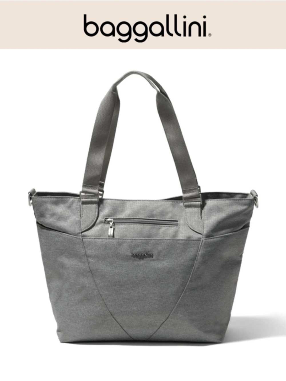 BAGGALLINI AVENUE TOTE HEATHER GRAY LAPTOP TRAVEL CARRY ON BAG 12” X 18” *NWOT*